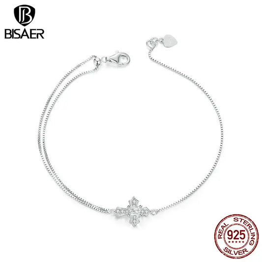 925 Sterling Silver Simple Cross Bracelet